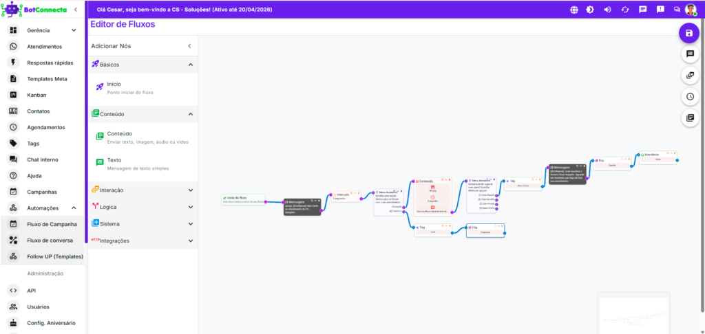 Tela Fluxo de Conversas